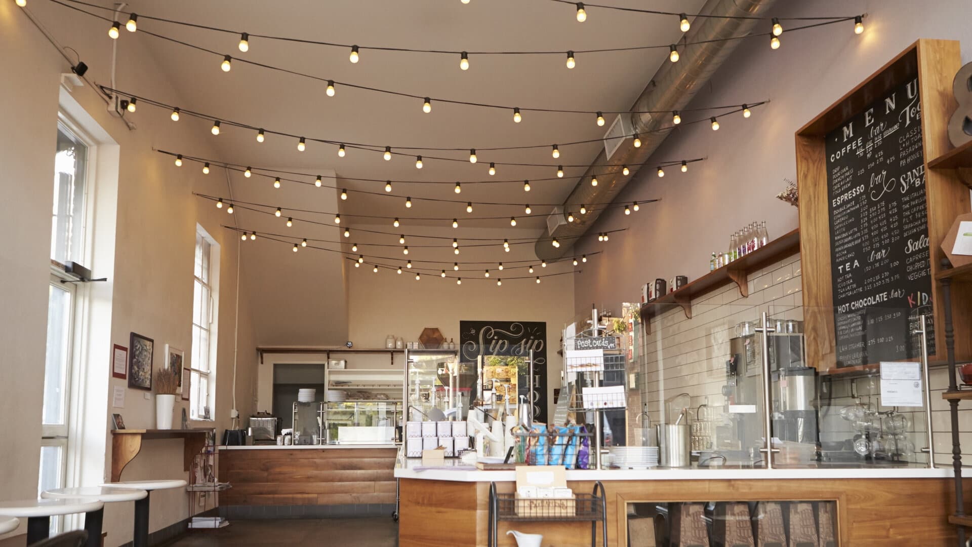 Cafe fitout with festoon lighting